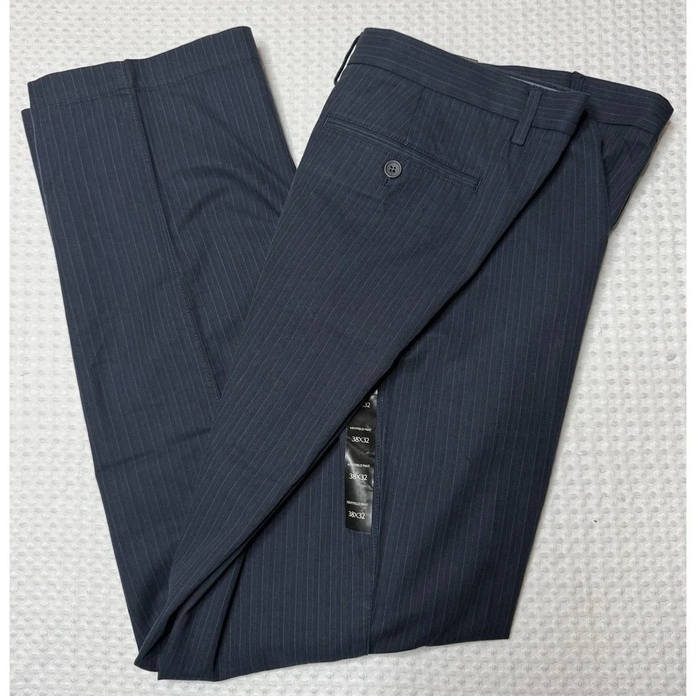 Banana Republic 38x32 Navy Blue Pinstripe Slim Fit Kentfield Pant Trouser NWT